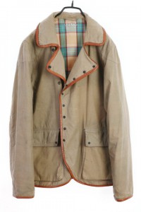 KAPITAL wax coated &amp; leather piping jacket