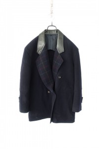 90&#039;s BALENCIAGA - cashmere &amp; leather trim over coat