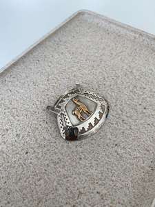 vintage native silver &amp; 18k gold brooch pendant