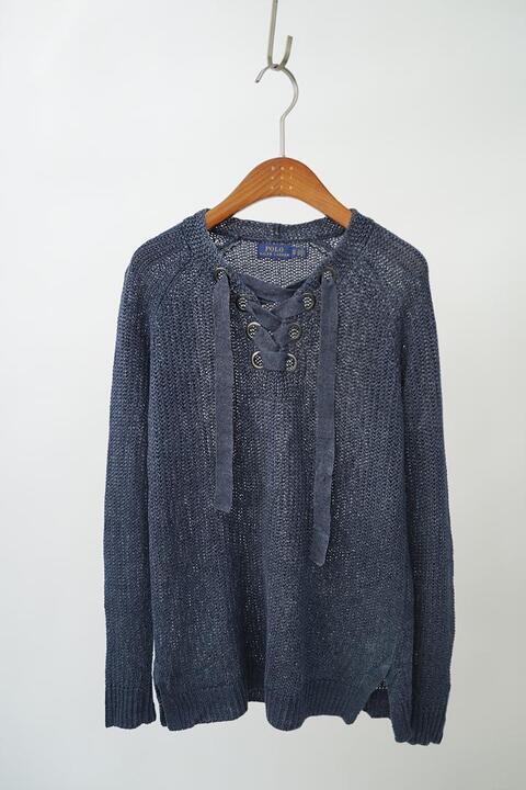 POLO RALPH LAUREN - indigo linen knit top