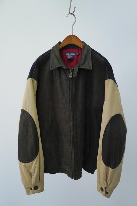 90&#039;s NAUTICA - leather mix jacket